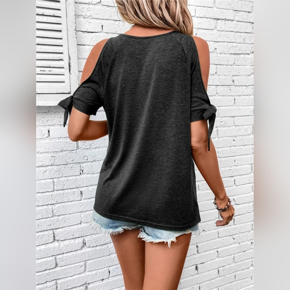 Keyhole Cold Shoulder T-Shirt - Picture 2 of 6